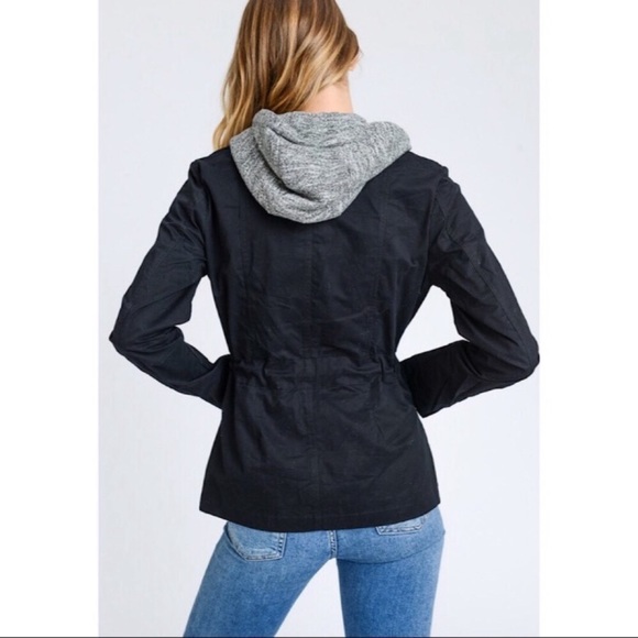 Black Anorak Utility Jacket with Hoodie - Picture 3 of 3